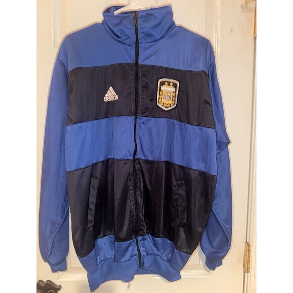 Blue & Black Stripe  Adidas MENS Zip-up Soccer Small S Sweatshirt Jacket AFA - Picture 1 of 3